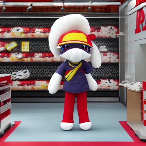 Prompt: cute fumo plush of a mascot character of a sporting goods store, vray render