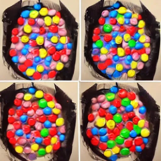 Image similar to eminem's face made of m & ms candy