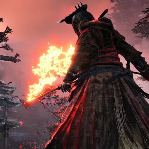 Prompt: Sekiro in bloodborne