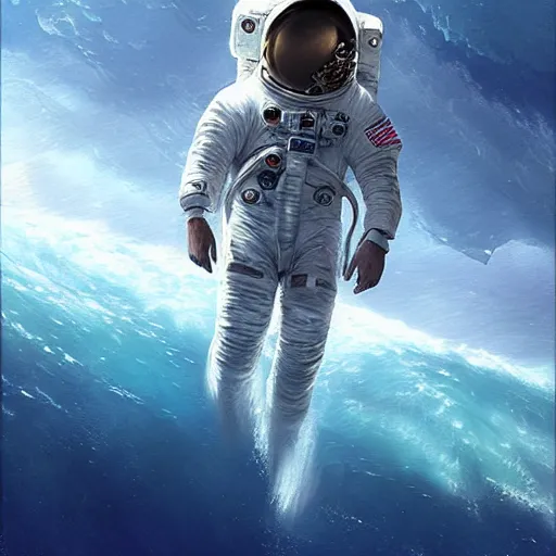 Image similar to an astronaut lost in the ocean,digital art,detailed,ultra realistic,art by greg rutkowski W 640