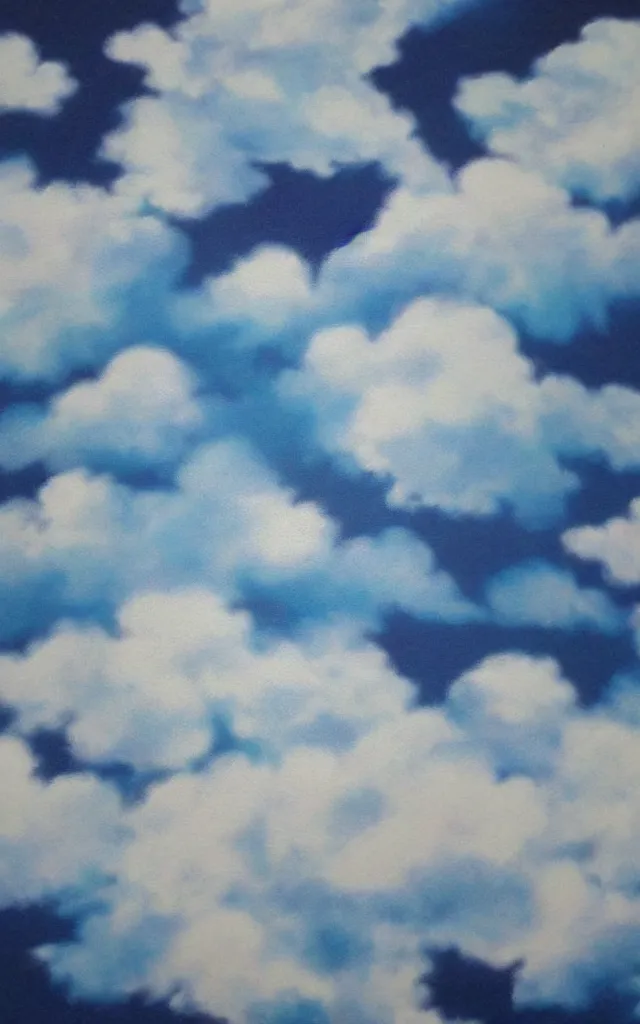 Prompt: blue and white airbrushed clouds black background, airbrush fantasy 80s, masterpiece