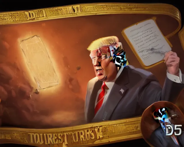Image similar to photography of donald trump!!!!, deep focus, d & d, fantasy, intricate, elegant, highly detailed, digital painting, artstation, concept art, matte, sharp focus, illustration, hearthstone