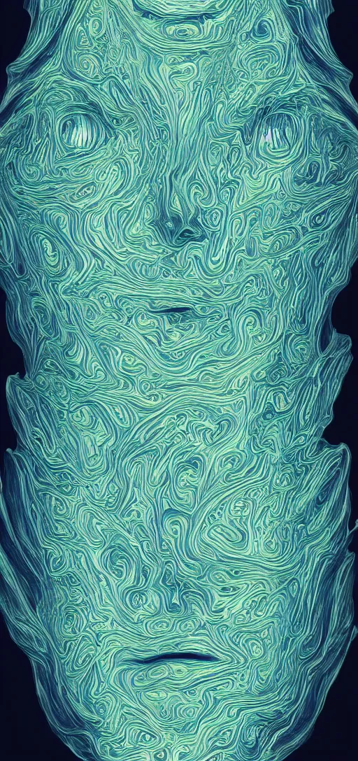 Prompt: a human female face dissolving into fractal patterns,