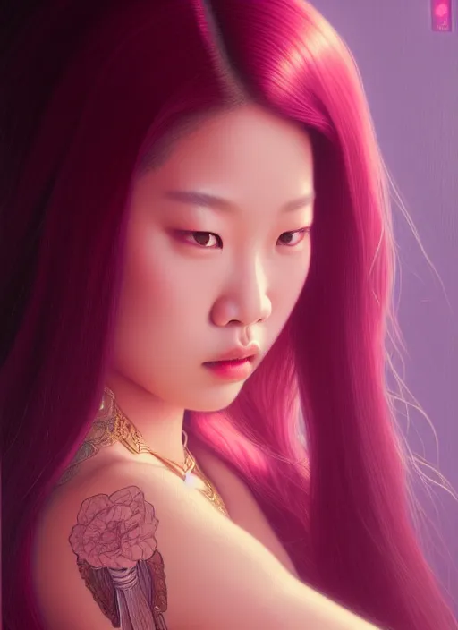 Image similar to jennie kim of blackpink, queen, tarot card, highly detailed, digital painting, smooth, sharp focus, illustration, ultra realistic, unreal engine, 8 k, art by simon bisley and greg rutkowski and alphonse mucha