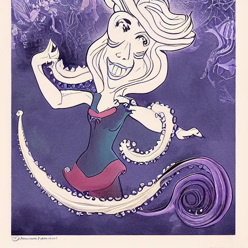 Image similar to ursula the sea witch, boris johnson, ( ( ( ( octopus tentacles ) ) ) ), by glen keane, disney