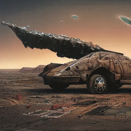 Image similar to a giant spaceship smashed to pieces in the new mexico desert, government agent campsite and cars, beksinski, wayne barlowe, very coherent symmetrical artwork, cinematic, hyper realism, high detail, octane render, 8 k