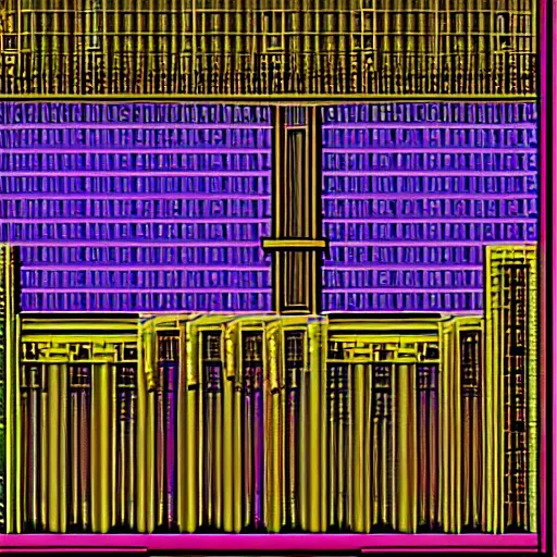 Image similar to ansi art pipe organ, ms - dos screen with scanlines