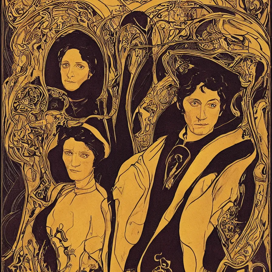 Image similar to art nouveau portrait of dune fremen