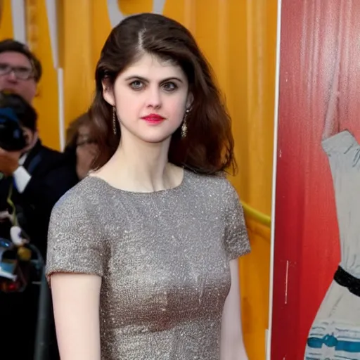 Image similar to alexandra daddario, wes anderson style