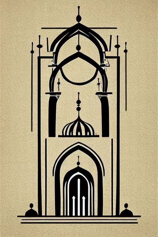 Prompt: minimalist boho style art of a mosque, illustration, vector art