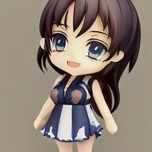 Image similar to beautiful water color concept art of face detailing cute nendoroid girl in the style of idol master, toon rendering, close-up, flat, lacking in three-dimensionality, flat tone