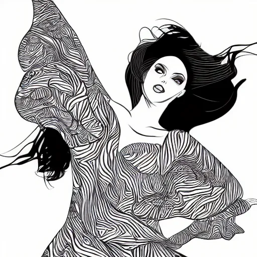 Image similar to a vector illustration of a beautiful woman dancing, complex shading, highly detailed, adobe illustrator, digital art, trending on artstation