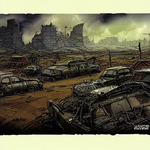 Image similar to post apocalyptic landscape by raymond briggs