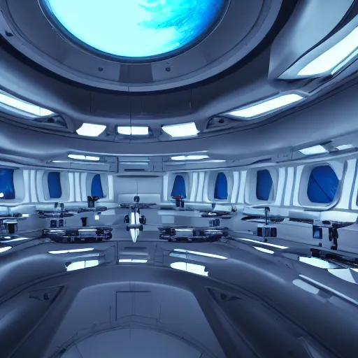 Prompt: science laboratory in a spaceship, with a window facing earth, photorealistic, ultra - detailed, octane 4 k render, hdr shot