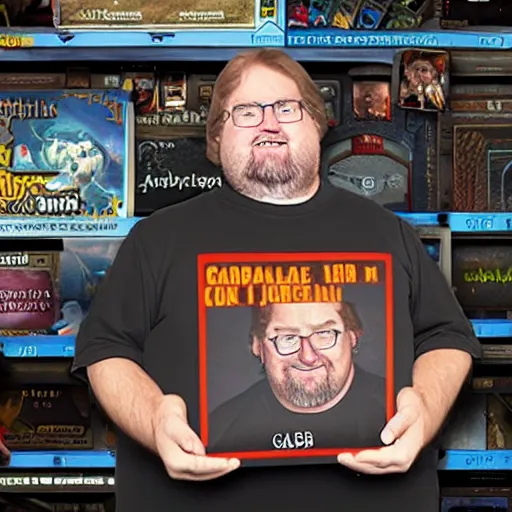 Image similar to Gabe Newell holding a Steam Deck
