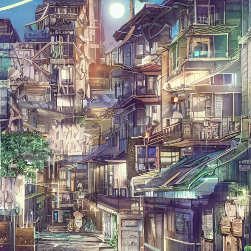 Image similar to anime tokyo residential quiet street scenery only wallpaper, nighttime moonlight scene, aesthetic, beautiful