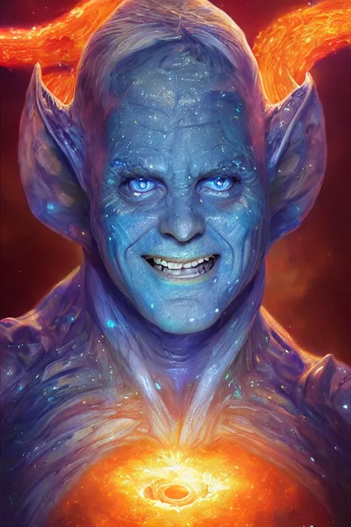 Image similar to beautiful oil painting with high detail of a wise Space ent(Winking) made of stars and plasma, hybrid from dungeons and dragons and art direction by James Cameron ;by artgerm; wayne reynolds art station; cinematic quality character render; low angle; ultra high quality model; production quality cinema model