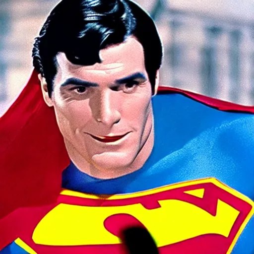 Prompt: superman on the adam west batman tv show