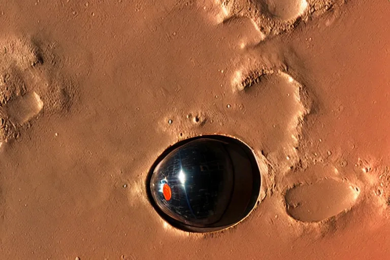 Image similar to mars surface reflection on astronauts helmet, close up shot