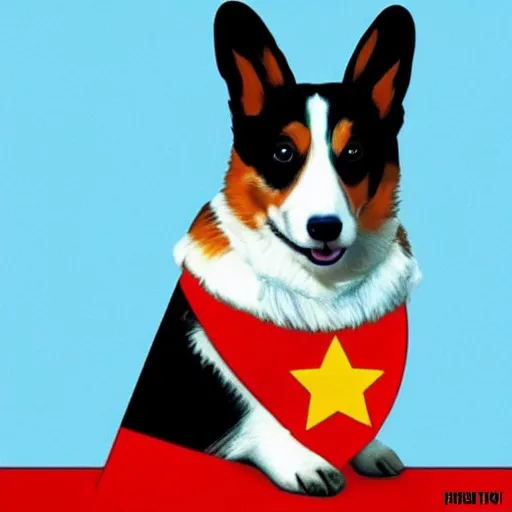 Image similar to corgi dog as communist dictator, soviet propaganda style