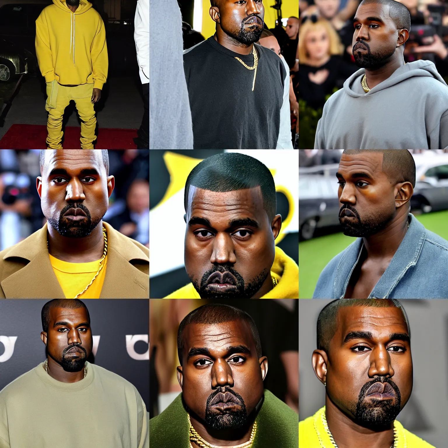 Prompt: kanye west with a high top fade dyed yellow