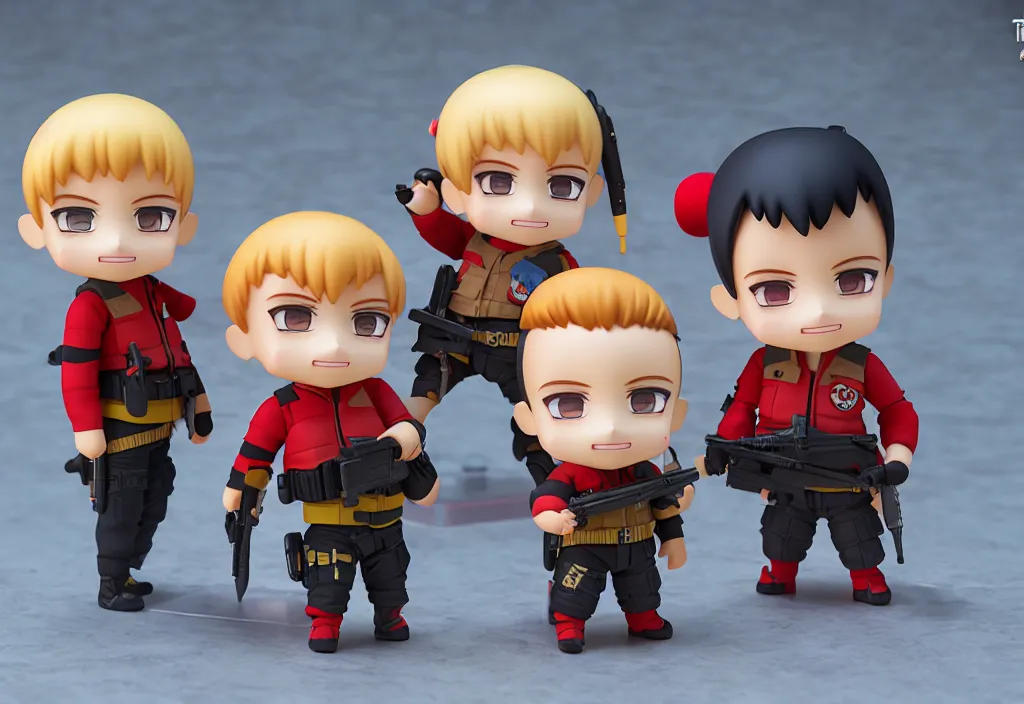 Prompt: the a - team as nendoroid posing for a picture, anime, disney, pixar, 8 k, hd, dof, kodak film, volumetric lighting, subsurface scattering, photorealistic, octane render, details