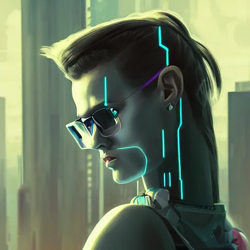 Prompt: cyberpunk girl, head and shoulder shot, 4k, trending on artstation, digital art