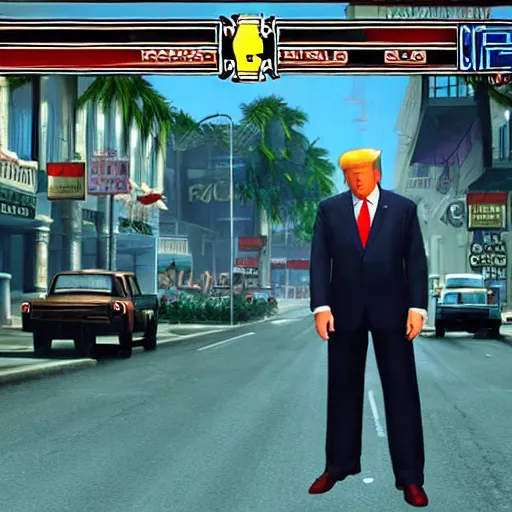 Prompt: screenshot from pc game kingpin : donald trump as gangster