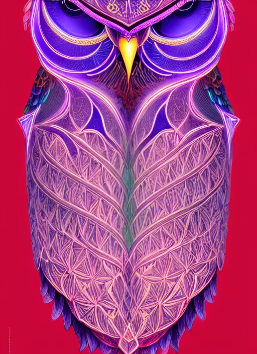 Image similar to symmetry!! product render poster vivid colors divine proportion owl, 神 圣, glowing fog intricate, elegant, highly detailed, digital painting, artstation, concept art, smooth, sharp focus, illustration,