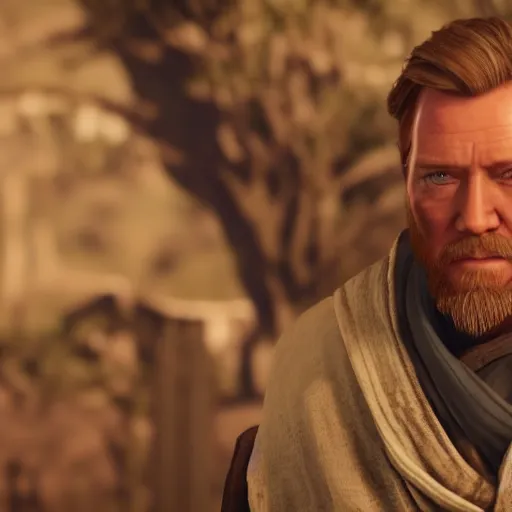 Image similar to Film still of Obi-Wan Kenobi in Red Dead Redemption 2 (2018 video game)