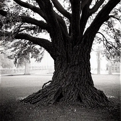 Image similar to oak tree engulfed in flames by Diane Arbus and Louis Daguerre. highly detailed. 85mm, Bokeh