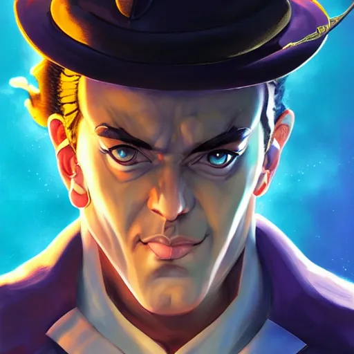 Prompt: portrait of jotaro kujo from stardust crusaders, matte painting by ross tran, artstation