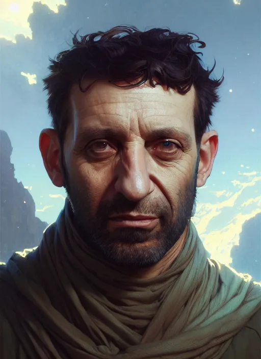 Image similar to highly detailed portrait of issam harris, stephen bliss, unreal engine, fantasy art by greg rutkowski, loish, rhads, ferdinand knab, makoto shinkai and lois van baarle, ilya kuvshinov, rossdraws, tom bagshaw, alphonse mucha, global illumination, radiant light, detailed and intricate environment