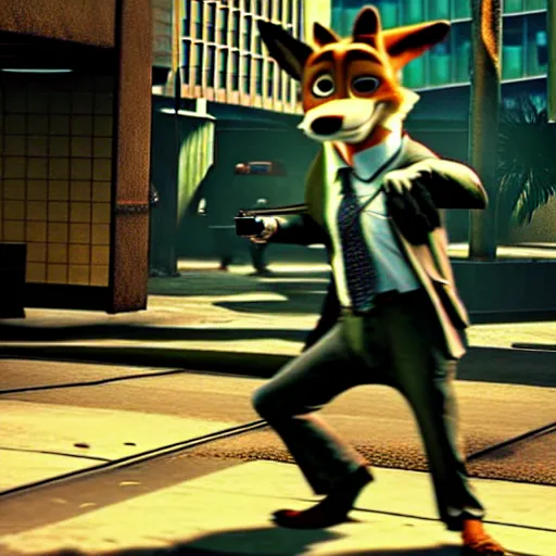 Image similar to max payne 4 set in zootopia