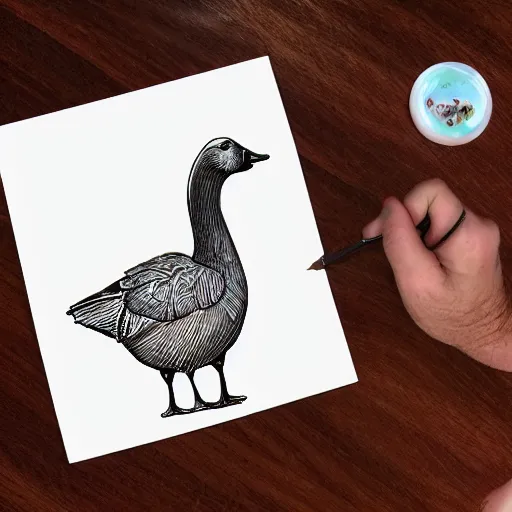 Prompt: goose drawing tutorial. step 1 - blocking out the shapes