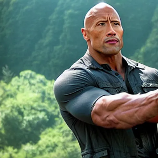 Prompt: a film still of Dwayne Johnson as MacGyver-n 9