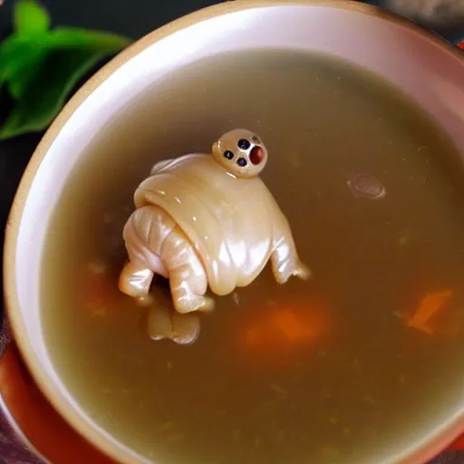 Prompt: A tardigrade in my soup