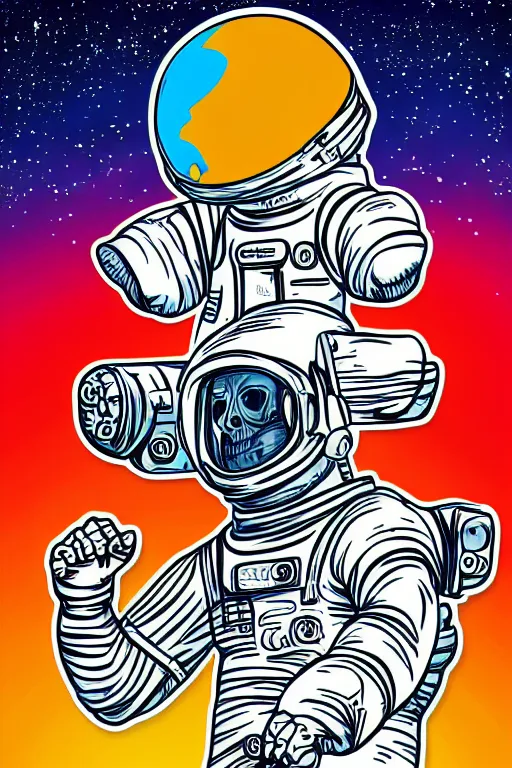 Image similar to A portrait of a skeleton as an astronaut on the moon, sticker, colorful, illustration, highly detailed, smooth and clean vector curves, no jagged lines, vector art, smooth