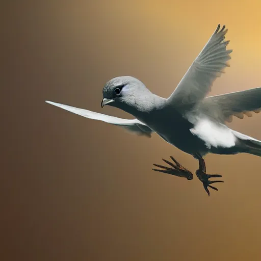 Prompt: far future tech bird in mid flight, hard sci-fi award wining photograph 4k HD