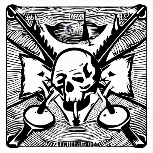 Image similar to dark death metal themed vector illustration for a record label, trees. forest, spikes, skull, microphone, skull, award winning, grunge, iconic, golden ratio