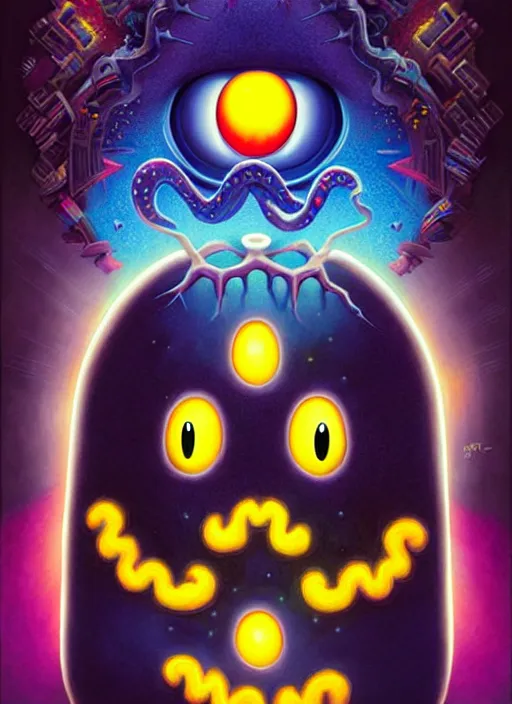 Image similar to cosmic lovecraft pacman portrait, pixar style, by tristan eaton stanley artgerm and tom bagshaw.