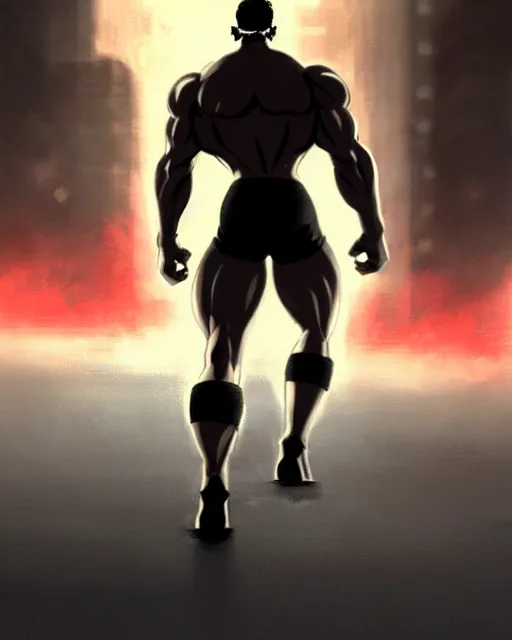 Prompt: gigachad luigi bodybuilder walking away from a atomic blast fighting like one punch man wearing a suit in the fight club city, fantasy character portrait, ultra realistic, anime key visual, full body concept art, intricate details, highly detailed by greg rutkowski, ilya kuvshinov, gaston bussiere, craig mullins, simon bisley