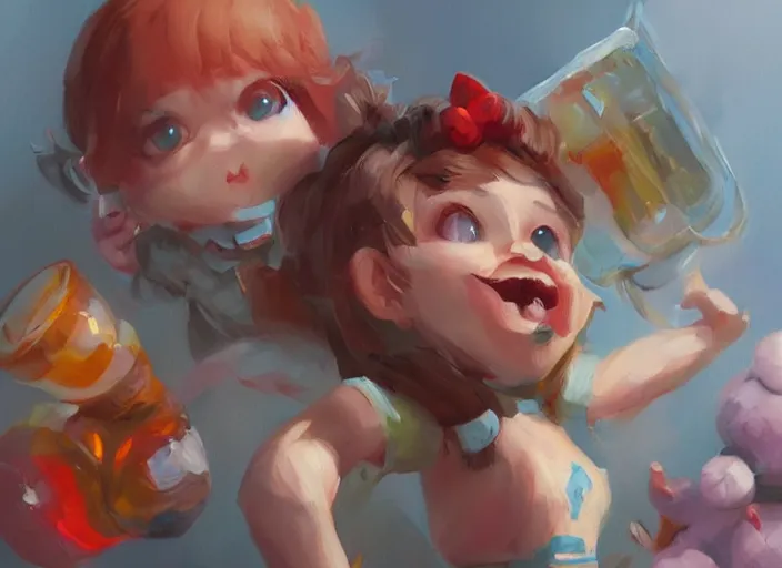 Image similar to concept art of cute candy characters, oil painting by Jama Jurabaev, extremely detailed, brush hard, artstation, for AAA game, high quality