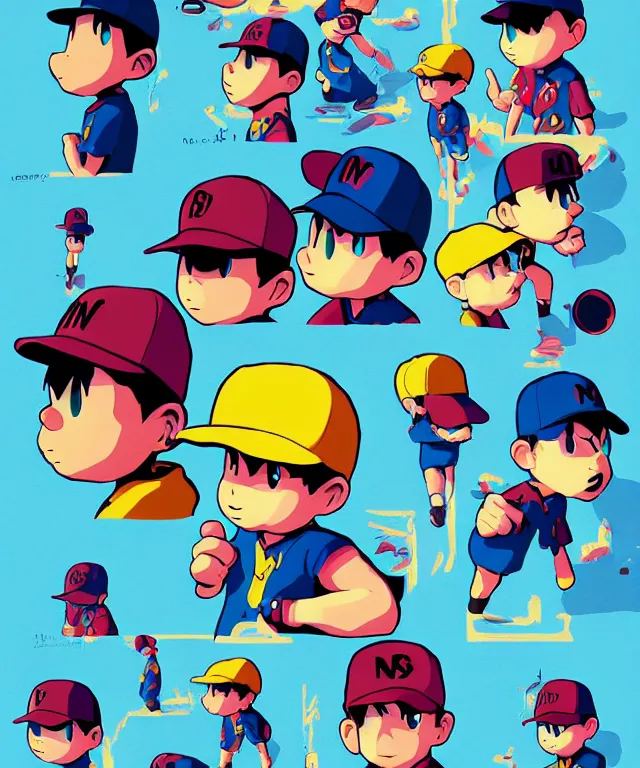 Prompt: ness from earthbound in the art style of dan mumford, crisp 8 k line art, digital painting, artstation, concept art, matte, sharp focus, hyper realistic lighting, illustration