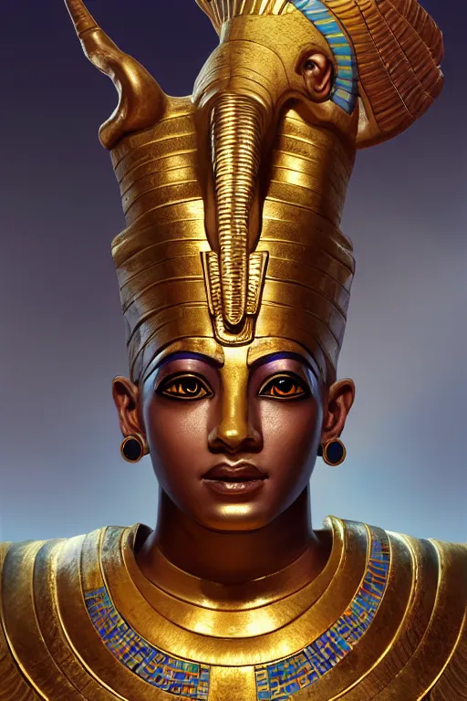 Image similar to egypt god osiris, god of the underworld, highly detailed, d & d, fantasy, highly detailed, digital painting, trending on artstation, concept art, sharp focus, illustration, global illumination, ray tracing, realistic shaded, art by artgerm and greg rutkowski and fuji choko and viktoria gavrilenko and hoang lap, sunny