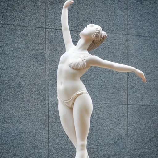 Image similar to a marble statue of a girl doing ballet, 5 0 mm lens, f 1. 4, sharp focus, ethereal, emotionally evoking, head in focus, volumetric lighting, 8 k