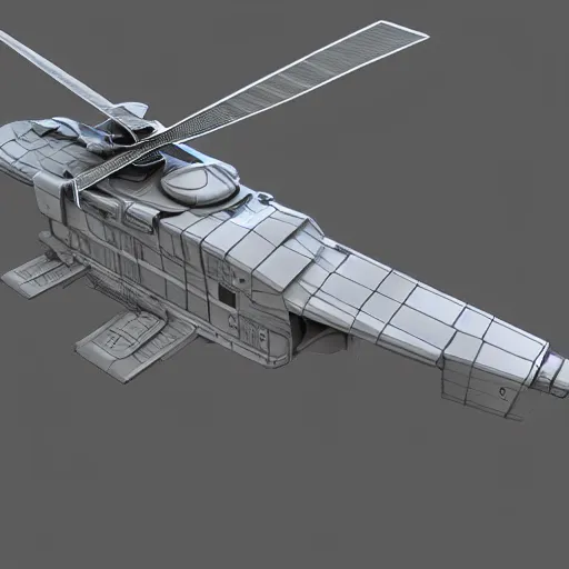 Image similar to futuristic military attack helicopter concept art, 3d model, art station