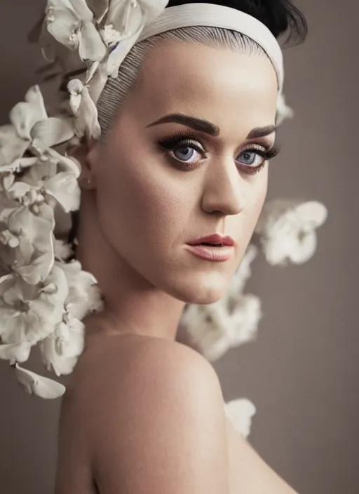 Prompt: cinematic portrait of pregnant katy perry in a white dress, intricate, elegant, highly detailed, smooth, sharp focus, symmetrical face, fine details, masterpiece, trending on artstation, 4 k hdr 3 5 mm photography