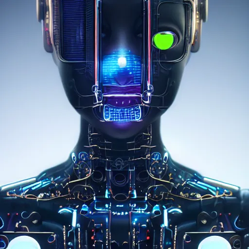 Image similar to Perfectly-Centered Half-body-Portrait of a Mechanical Cyberpunk Female Android, intricate, elegant, super highly detailed, professional digital painting, artstation, concept art, smooth, sharp focus, no blur, no dof, extreme illustration, Unreal Engine 5, Photorealism, HD quality, 8k resolution, cinema 4d, 3D, beautiful, cinematic, art by artgerm and greg rutkowski and alphonse mucha and loish and WLOP