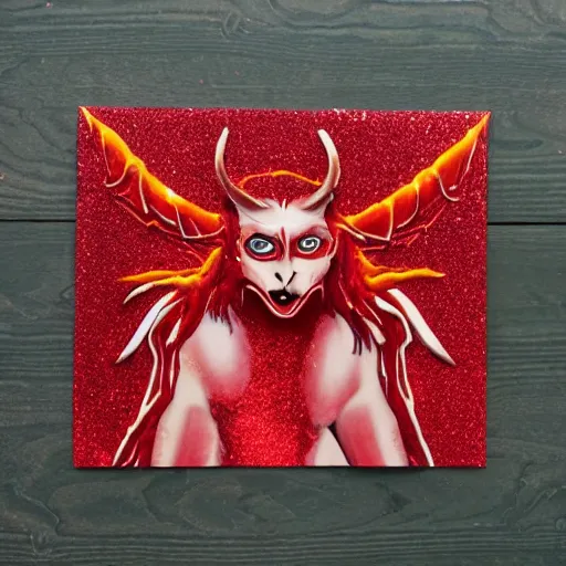 Image similar to Demon made out of red glitter